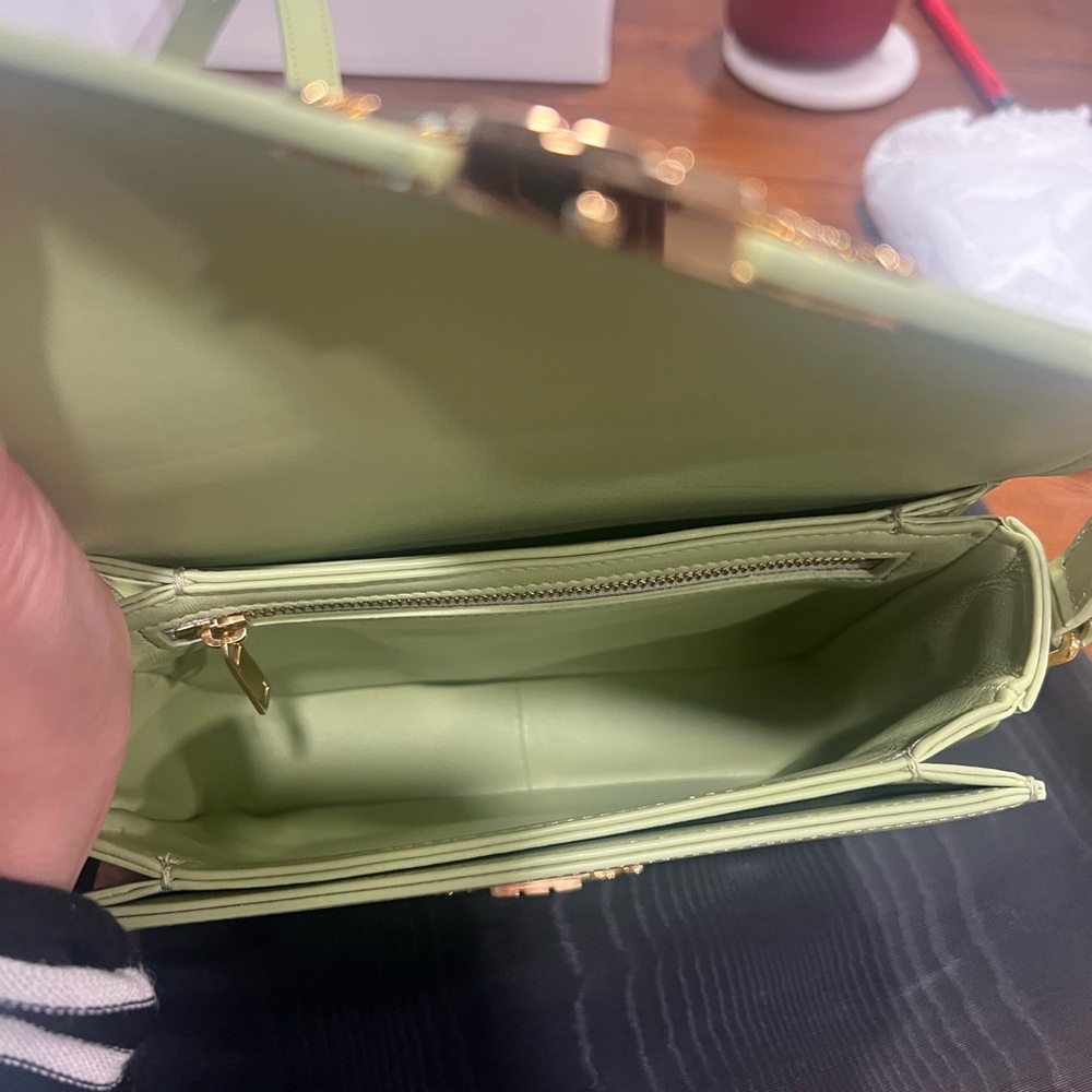Celine Teen Triomphe Bag in Shiny Calfskin in Light Jade - Picture 9 of 11